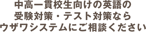 中高一貫校生向けの英語の<br>受験対策・テスト対策なら<br>ウザワシステムにご相談ください